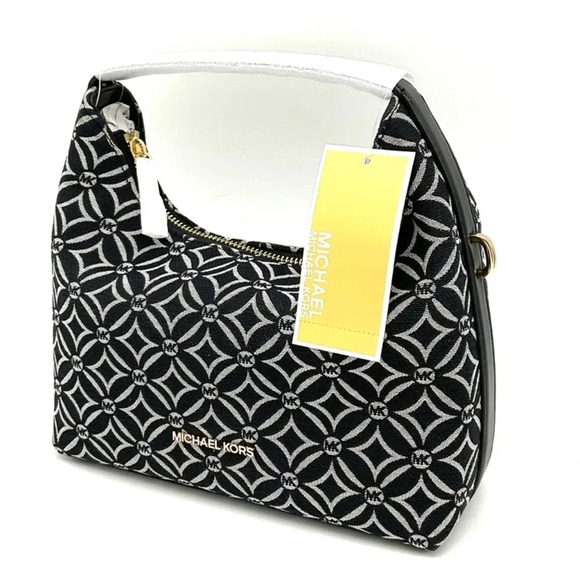 Michael Kors Ember Small Logo Jacquard Messenger Bag Black - Picture 3 of 11